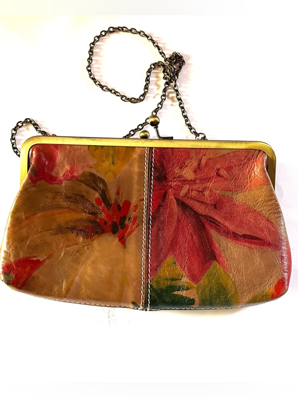 Patricia Nash Floral Leather Frame Clutch Shoulder Bag